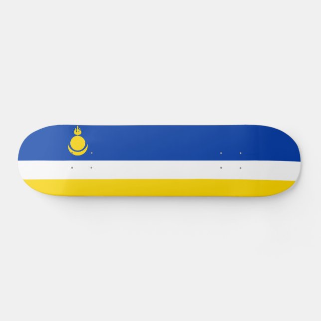 Patriotic Buryatia Flag Skateboard (Horz)