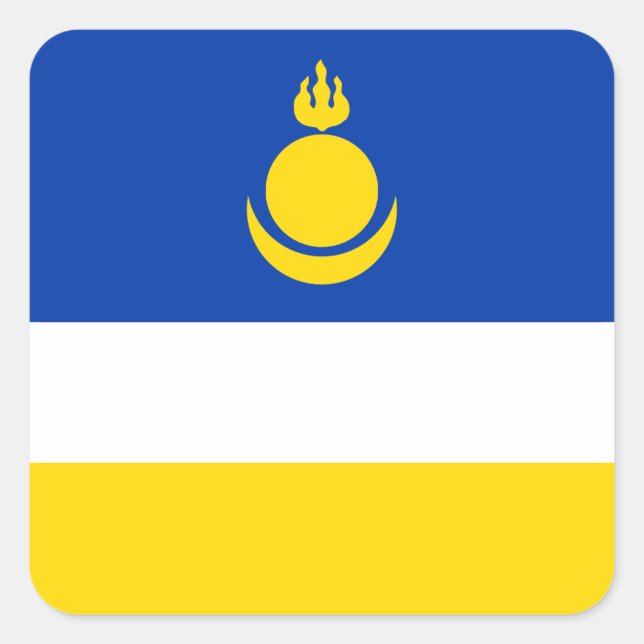 Patriotic Buryatia Flag Square Sticker (Front)