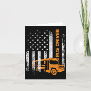 Patriotic Bus Driver Usa American Flag - School Bu Card
