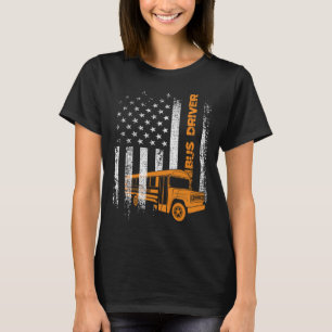 Patriotic Bus Driver Usa American Flag - School Bu T-Shirt