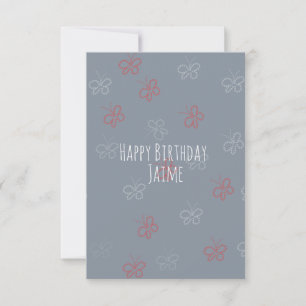 Patriotic Butterflies Birthday Party Grey Card
