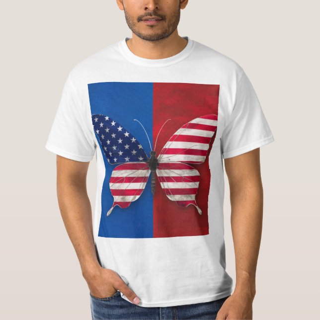 "Patriotic Butterfly" - a t-shirt design featuring (Front)