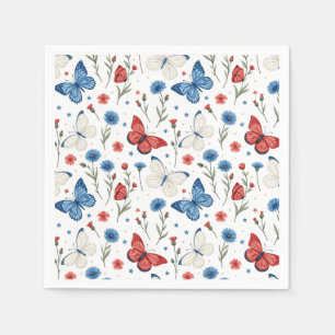 Patriotic Butterfly and Floral Pattern Napkin