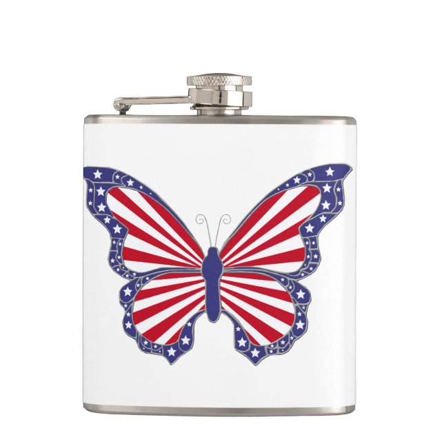 Patriotic Butterfly Flask (Front)