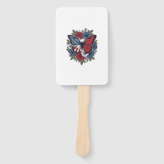 Patriotic Butterfly Floral Vintage Vector Design_1 Hand Fan
