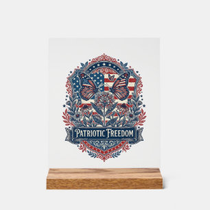 Patriotic Butterfly Garden Vector Graphic Tee_1 Acrylic Sign