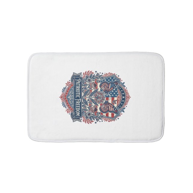 Patriotic Butterfly Garden Vector Graphic Tee_1 Bath Mat (Front)