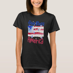 Patriotic Butterfly Usa Flag For Women God Bless A T-Shirt