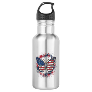 Patriotic Butterfly Vintage Engraving Vector Desig 532 Ml Water Bottle