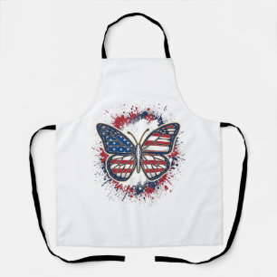 Patriotic Butterfly Vintage Engraving Vector Desig Apron