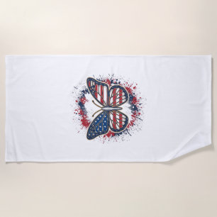 Patriotic Butterfly Vintage Engraving Vector Desig Beach Towel