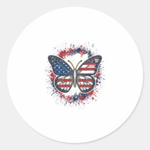 Patriotic Butterfly Vintage Engraving Vector Desig Classic Round Sticker