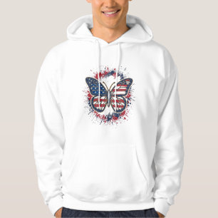 Patriotic Butterfly Vintage Engraving Vector Desig Hoodie