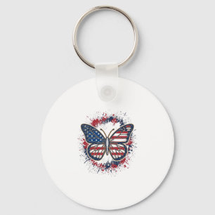 Patriotic Butterfly Vintage Engraving Vector Desig Key Ring