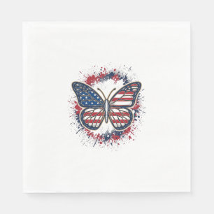 Patriotic Butterfly Vintage Engraving Vector Desig Napkin