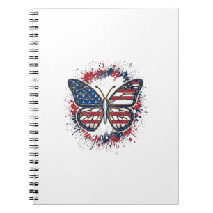 Patriotic Butterfly Vintage Engraving Vector Desig Notebook