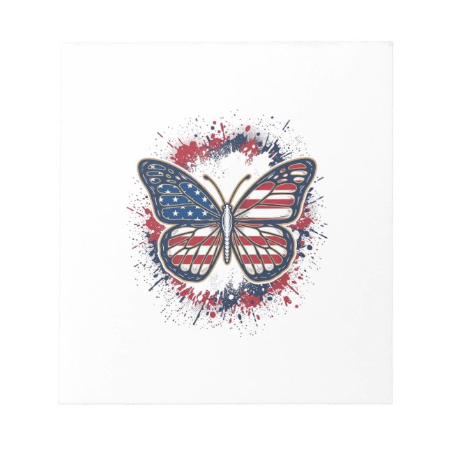 Patriotic Butterfly Vintage Engraving Vector Desig Notepad (Front)