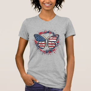 Patriotic Butterfly Vintage Engraving Vector Desig T-Shirt