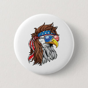 Patriotic Byld Eagle Mullet Usa American Flag 4th 6 Cm Round Badge