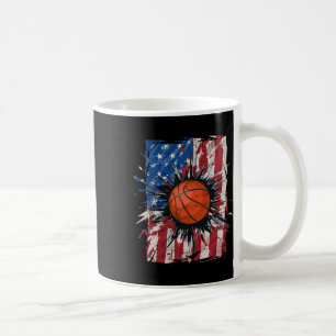 Patriotic Bysketbyll 4th Of July Men Usa American  Coffee Mug