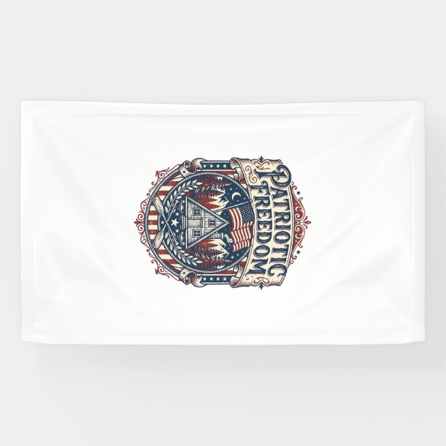 Patriotic Cabin Weekend Vector Graphic Tee_1 Banner (Horizontal)