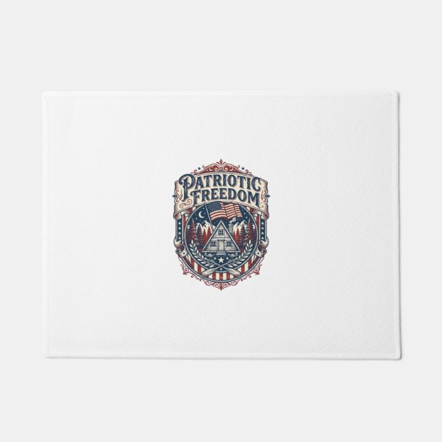 Patriotic Cabin Weekend Vector Graphic Tee_1 Doormat (Front)
