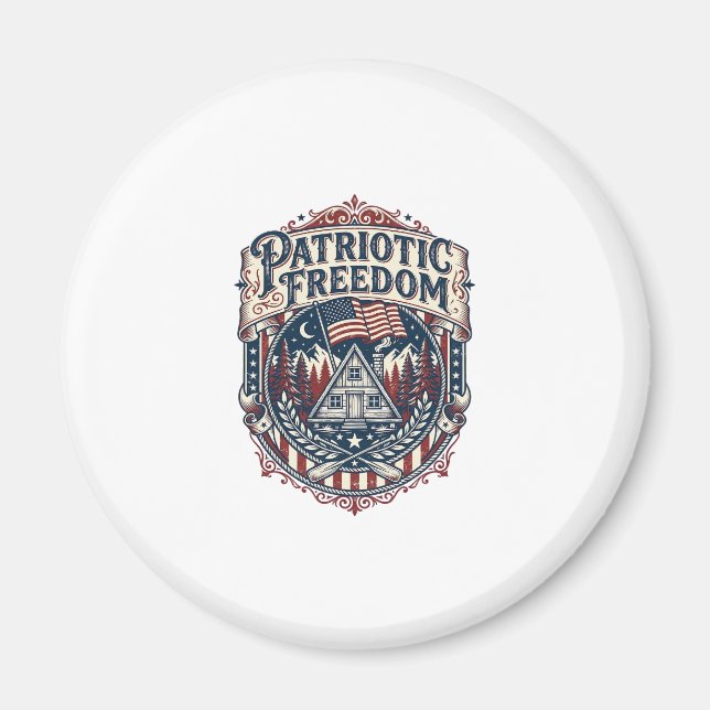 Patriotic Cabin Weekend Vector Graphic Tee_1 Magnet (Front)