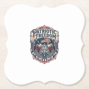 Patriotic Cabin Weekend Vector Graphic Tee_1 Paper Coaster