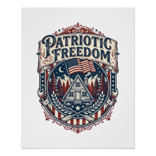 Patriotic Cabin Weekend Vector Graphic Tee_1 Poster