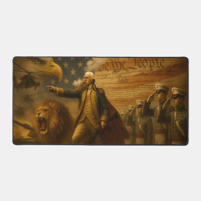 Patriotic Cadet Washington Mousepad Desk Mat (Front)