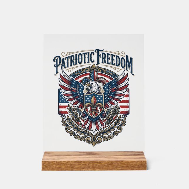 Patriotic Cajun Pride Vector Graphic Tee_1 Acrylic Sign (Front)