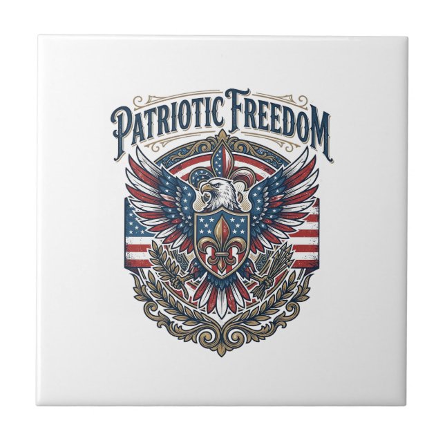Patriotic Cajun Pride Vector Graphic Tee_1 Ceramic Tile (Front)