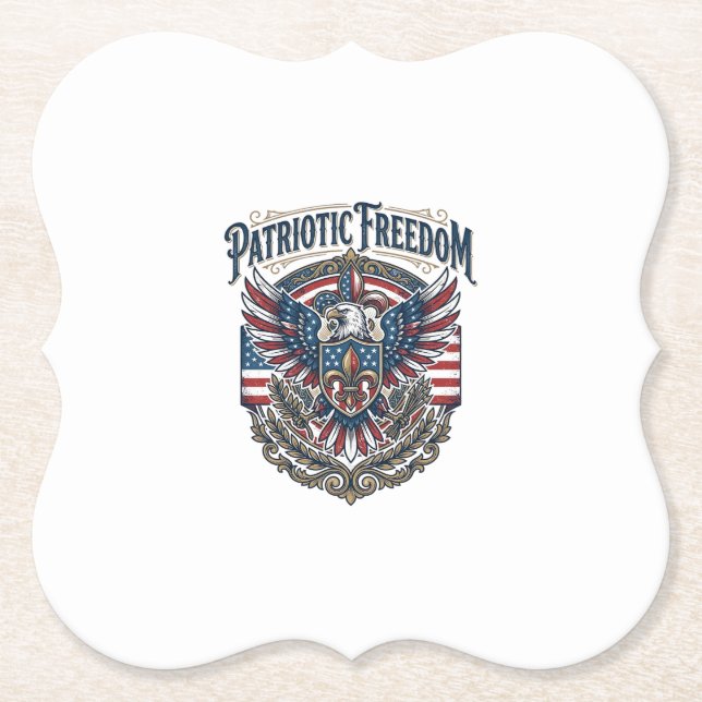 Patriotic Cajun Pride Vector Graphic Tee_1 Paper Coaster (Front)