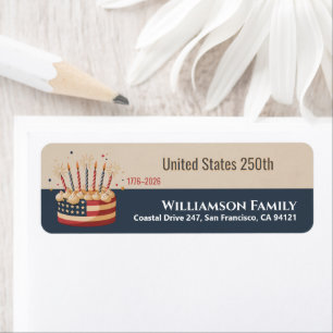 Patriotic Cake 1776–2026 Family Design Return Address Label
