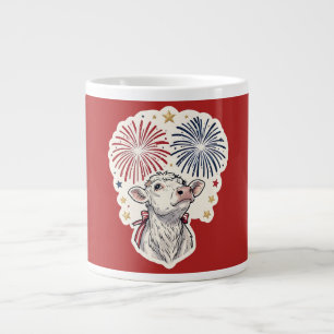 Patriotic Calf Fireworks & Stars Large Coffee Mug