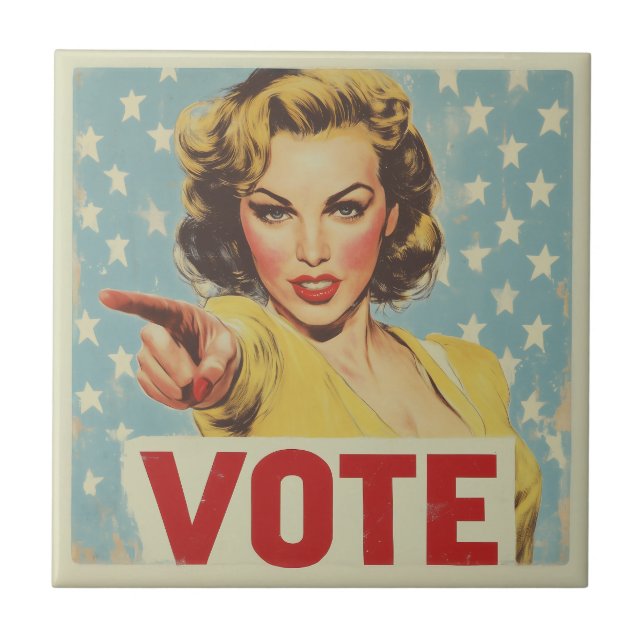 Patriotic Call to Action: Vote! Ceramic Tile (Front)