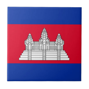 Patriotic Cambodia Flag Ceramic Tile