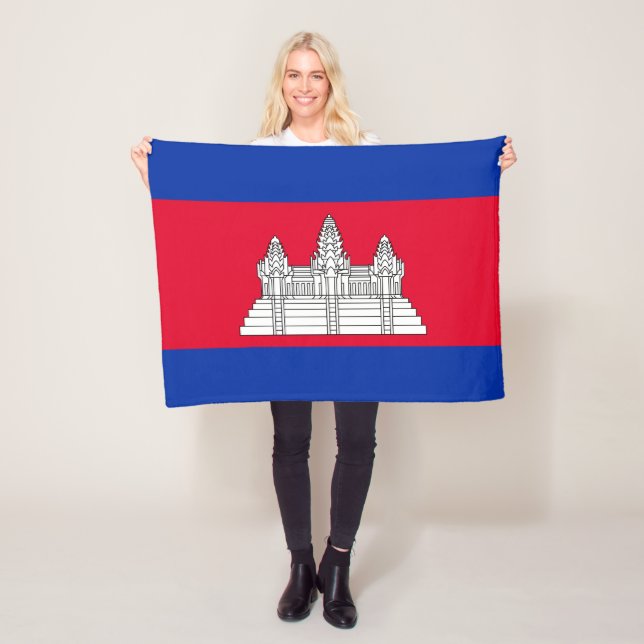 Patriotic Cambodia Flag Fleece Blanket (In Situ)