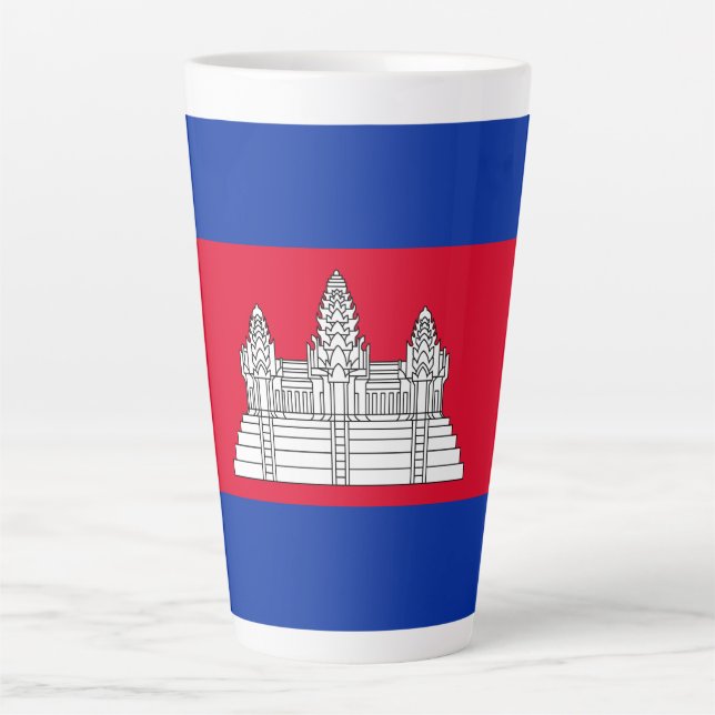 Patriotic Cambodia Flag Latte Mug (Front)