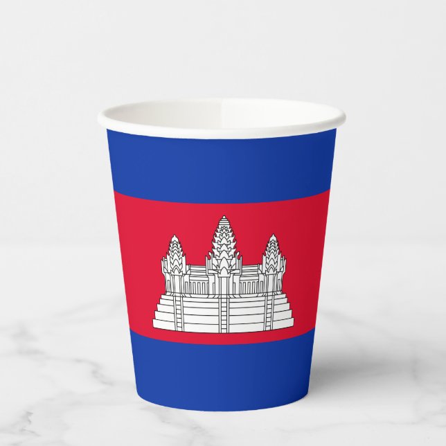 Patriotic Cambodia Flag Paper Cups (Left)