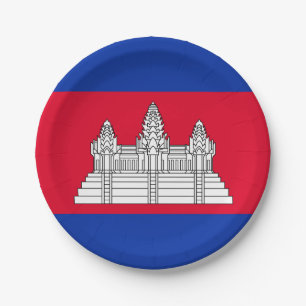 Patriotic Cambodia Flag Paper Plate