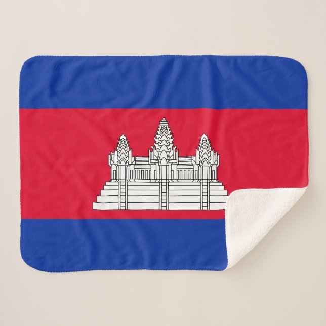 Patriotic Cambodia Flag Sherpa Blanket (Front (Horizontal))