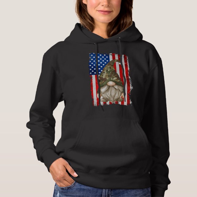 Patriotic Camo Gnome Grandpa For Veteran - America Hoodie (Front)
