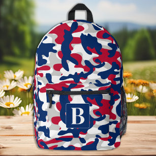 Patriotic Camo Personalised Monogram Camouflage Printed Backpack