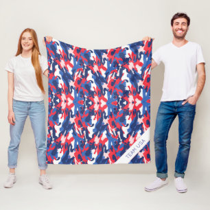 Patriotic Camo Red White Blue USA Freedom Fleece Blanket