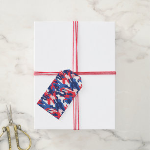 Patriotic Camo Red White Blue USA Freedom Gift Tags