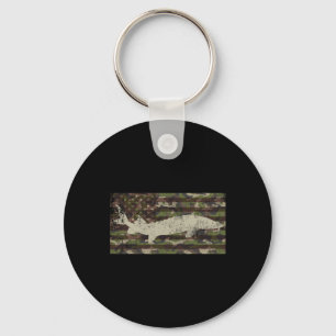 Patriotic Camo Us Flag Sturgeon Fishing Key Ring