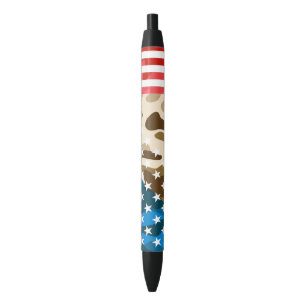 Patriotic camouflage pattern black ink pen