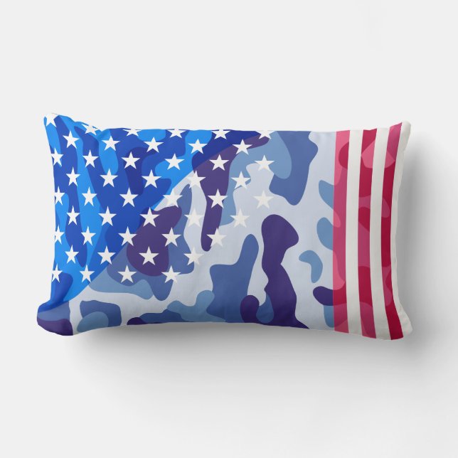Patriotic camouflage pattern lumbar cushion (Front)