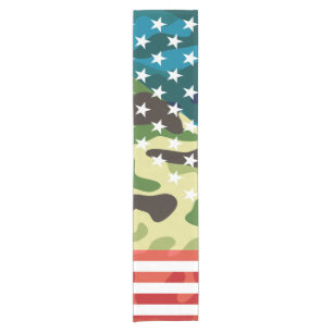 Patriotic camouflage pattern short table runner